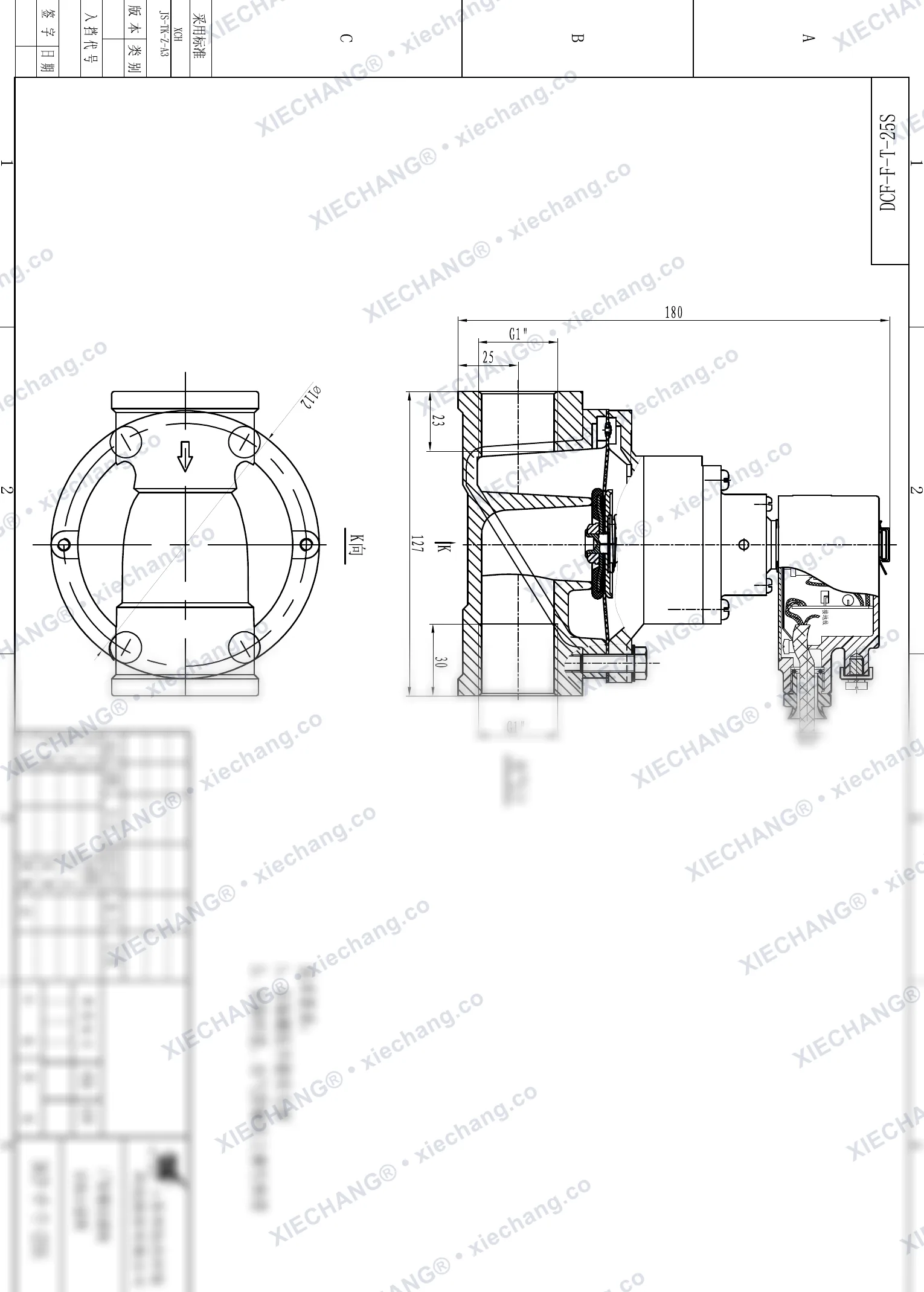 DCF-F-T-25S · 1" (DN25) · жарылыстан қорғалған түзу ағынды импульстік клапан — орнату сызбасы