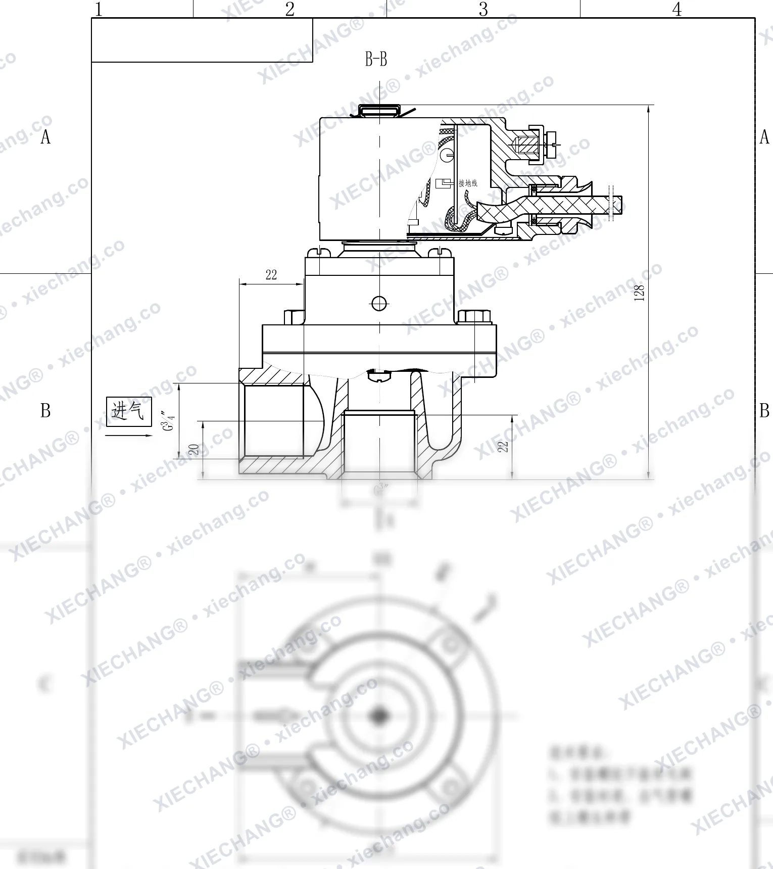 DCF-F-Z-20 · 3/4" · жарылыстан қорғалған тік бұрышты импульстік клапан — орнату сызбасы