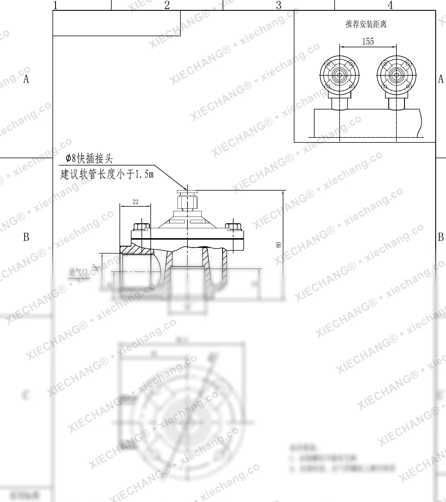 DCF-Z-20-DXK · 3/4" · тік бұрышты импульстік клапан — орнату сызбасы