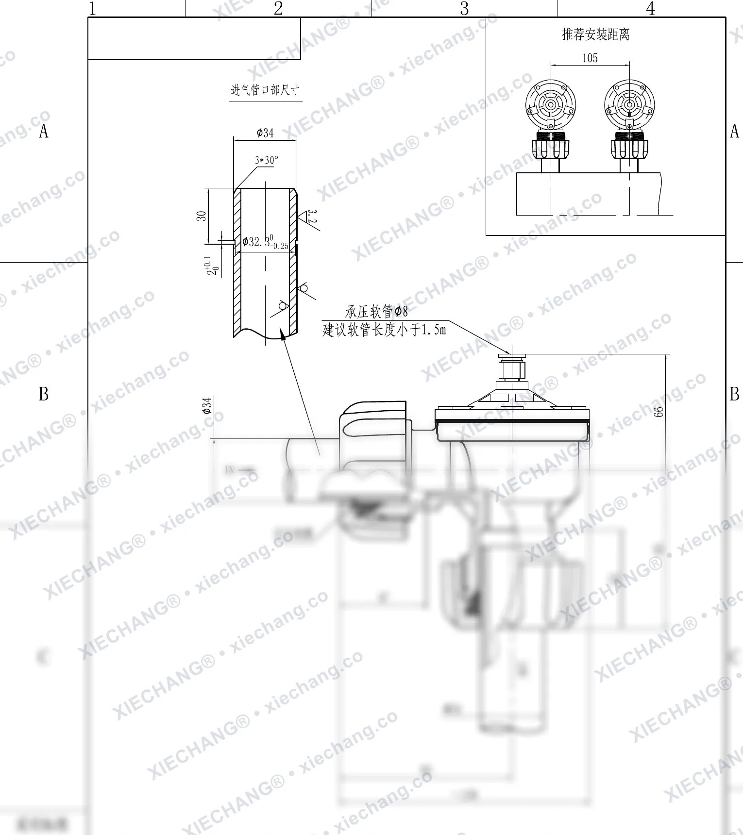 DCF-ZM-25-DXK · 1" · сыртқы бұрандалы клапан (тік бұрышты сыртқы бұрандалы импульстік клапан) — орнату сызбасы